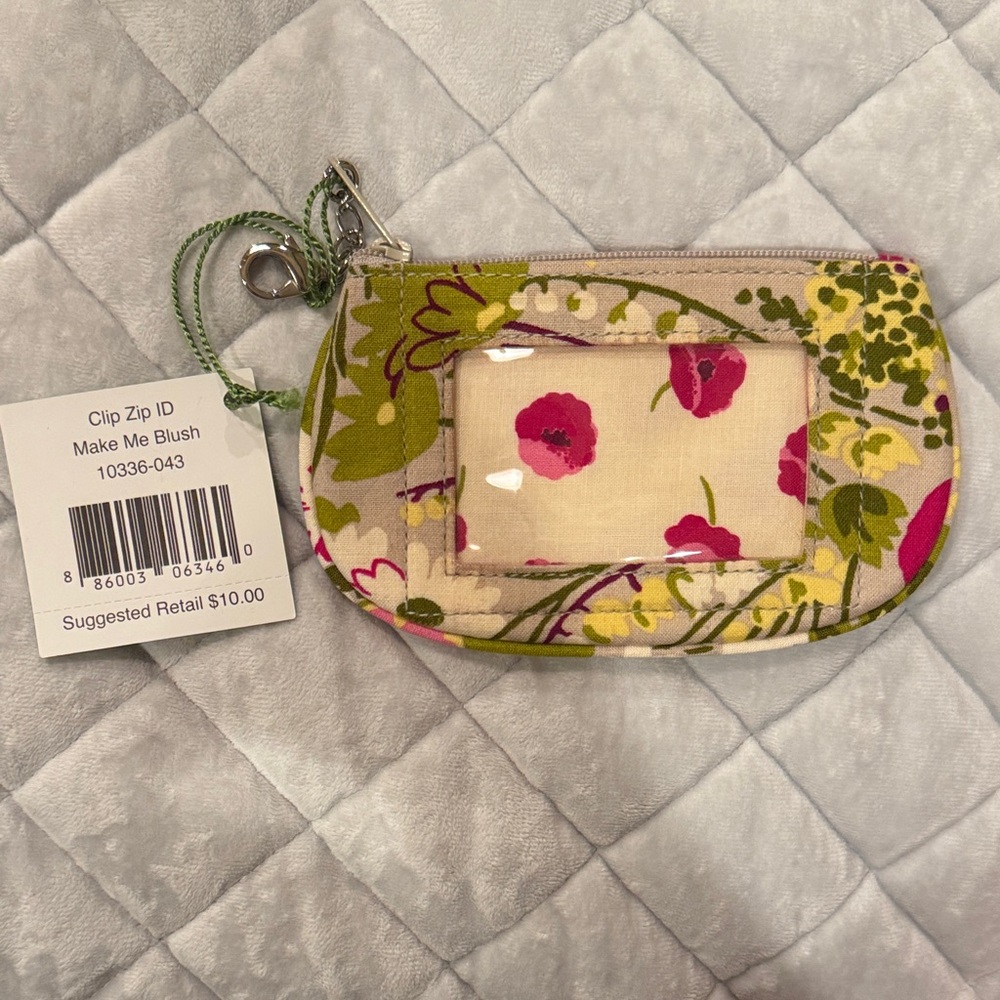 Vera Bradley Pink and Green Floral ID Wallet